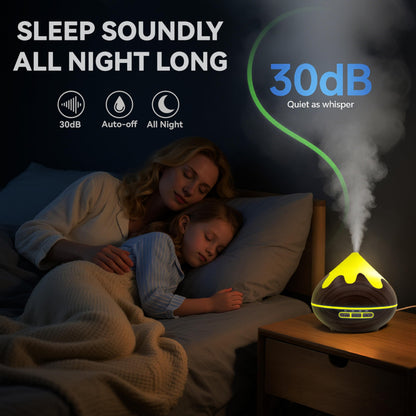 Essential Oil Diffuser for Home 500ML, Ultrasonic Large Diffuser Oil Machine with Remote Control, Aromatherapy Diffusers for Home Office Room, Aroma Diffuser with 14 Color LED & 2 Mist Mode, Brown