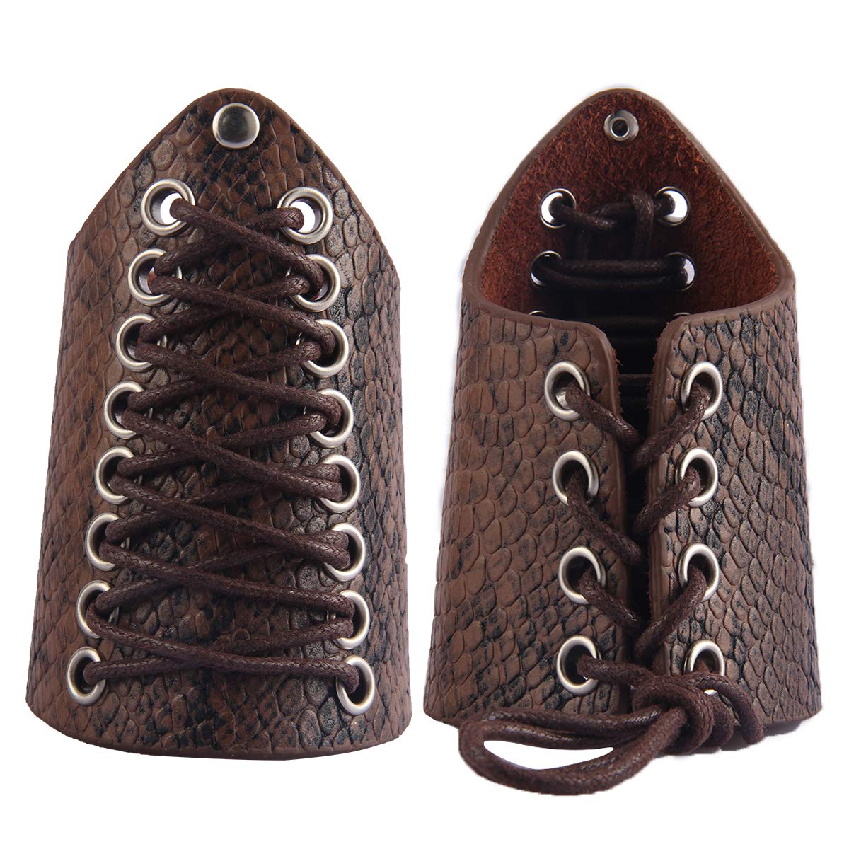GelConnie Leather Gauntlet Wristband Medieval Bracers Snakeskin Viking Wrist Guards Archery Guards Bracers Wide Arm Armor Cuff for Women Men Halloween Renaissance Costume Props