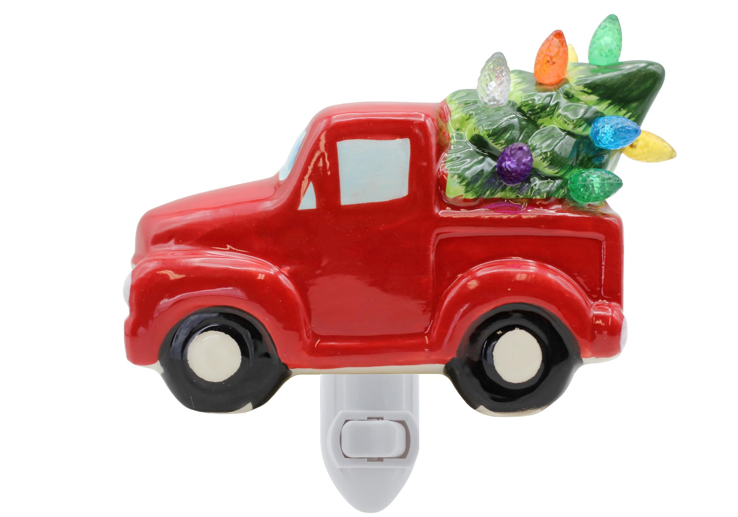 Creative Hobbies Christmas Night Light - Plug in Ceramic Vintage Night Light with LED Bulb (Truck)