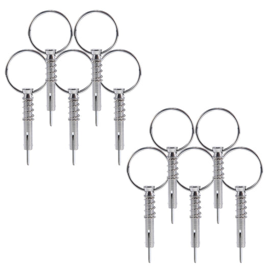 10 Pack Quick Release Bimini Pins, 1/4" Diameter - Boat Canopy Top Pins with Pull Ring, Full 316 Stainless Steel Marine Hardware