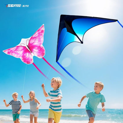 SGftre 3 Piece Set Butterfly Delta Octopus Kites for Kids and Adults，Easy to Fly for Outdoor Adults Children Line Kite for Kids Toy (3 Gradient Grassland+2 Butterfly, 5)