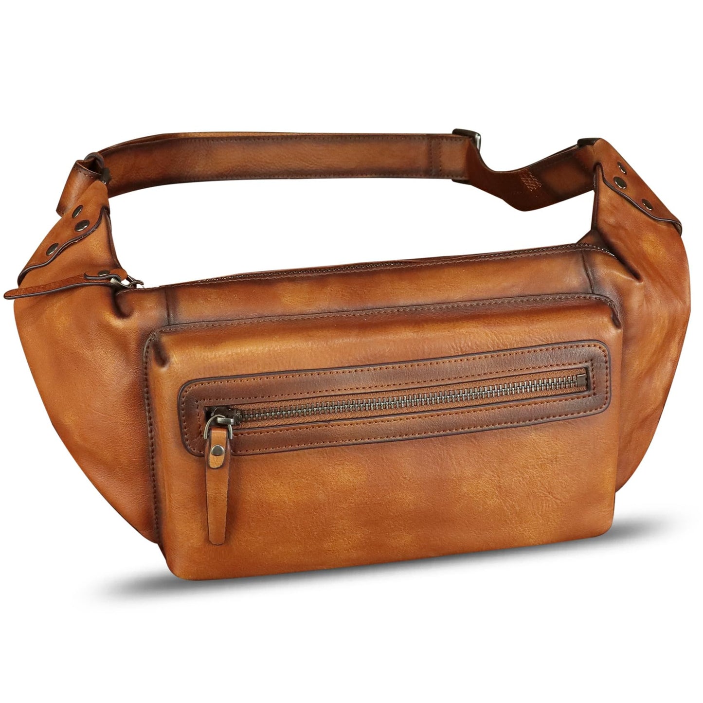 Genuine Leather Fanny Pack for Men and Women - Waist Bag, Hip Bag and Chest Purses (Brown)