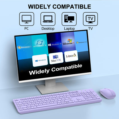 Wireless Keyboard and Mouse Combo, Full Size Silent Ergonomic Keyboard and Mouse, Long Battery Life, Optical Mouse, 2.4G Lag-Free Cordless Mice Keyboard for Computer, Mac, Laptop, PC, Windows