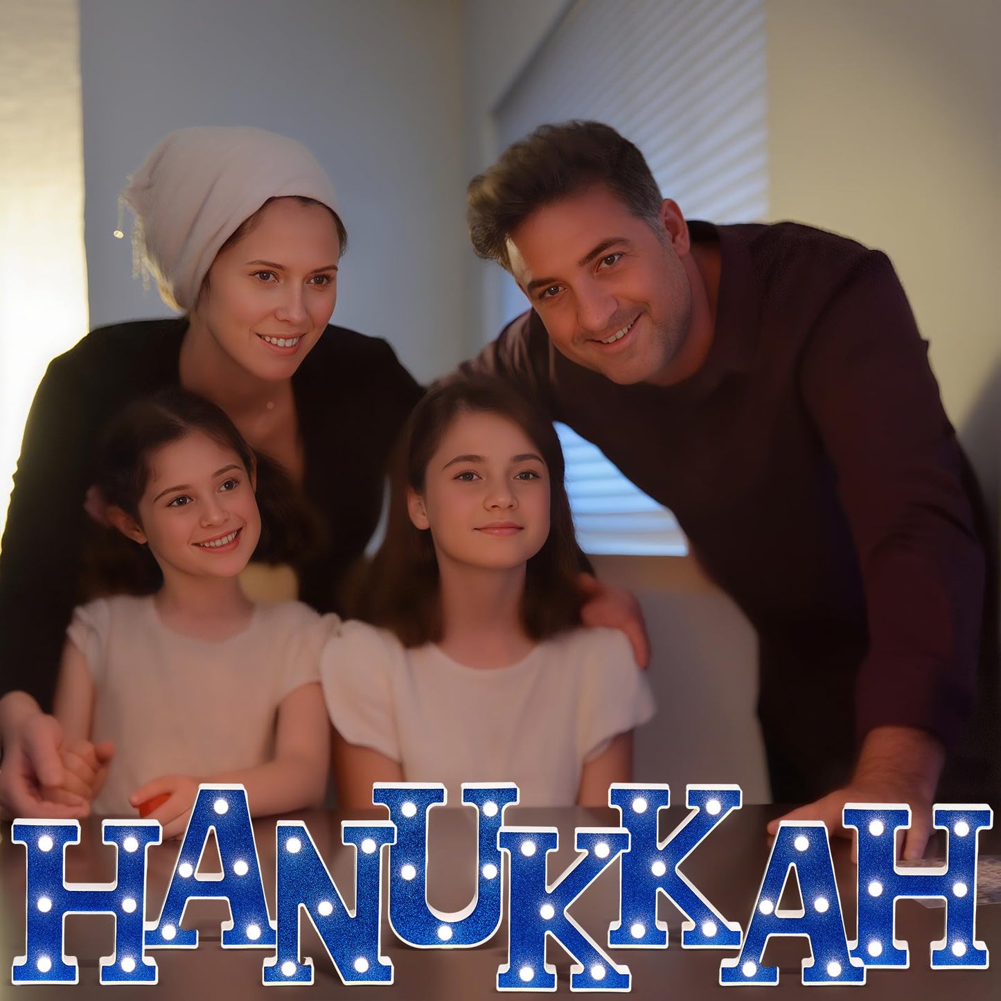 Hanukkah Decorations Hanukkah Sign Light up Letters LED 6.3 Inch Battery Powered Jewish Christmas New Year Mantel Home Decor Party Favor Chanukah Night Light Centerpiece Gift(Battery Not Included)