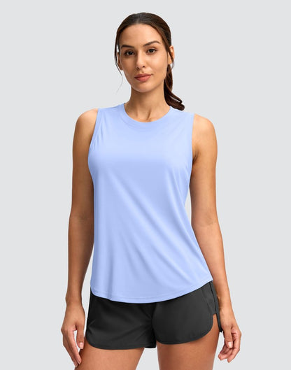 SANTINY Women's Sleeveless Workout Tops Lightweight Tennis Yoga Athletic Running Shirts Racerback Tank Tops for Women (Light Blue_L)