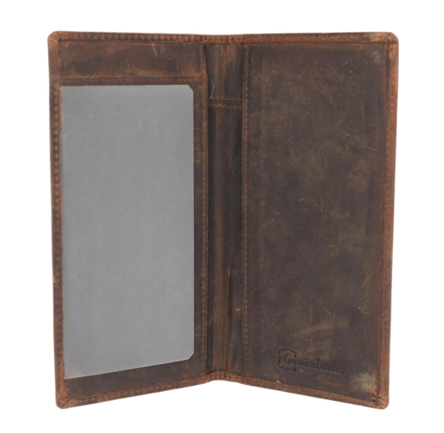 Genuine Leather Checkbook Cover For Men & Women Checkbook Holder Wallet RFID Blocking USA Series (USA Flag Brown)