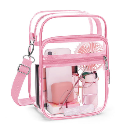 Blvornl Clear Crossbody Bag with Adjustable Shoulder Strap, Stadium Approved PVC Purse Bag, Messenger Bag