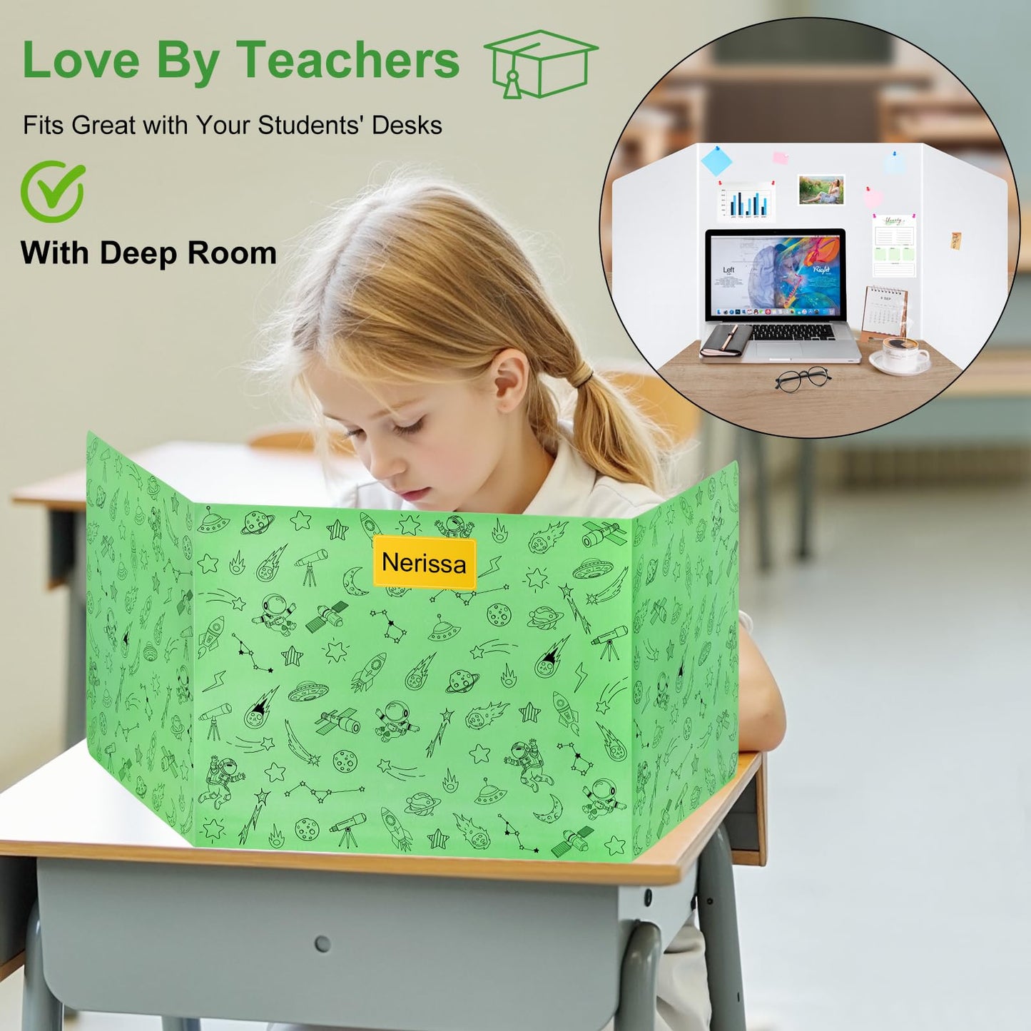 Ubenic 24-Pack Desk Dividers for Students, Space Cardboard Privacy Boards for Student, Privacy Shield Folder Boards, Classroom Divider Shield for School Teachers Home