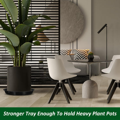 PATIKIL 3 Pack Plastic Plant Saucer, 15 Inch Plant Tray for Pots Round Plant Dish Plant Drip Trays Water Tray for Indoors Outdoors Garden, Black