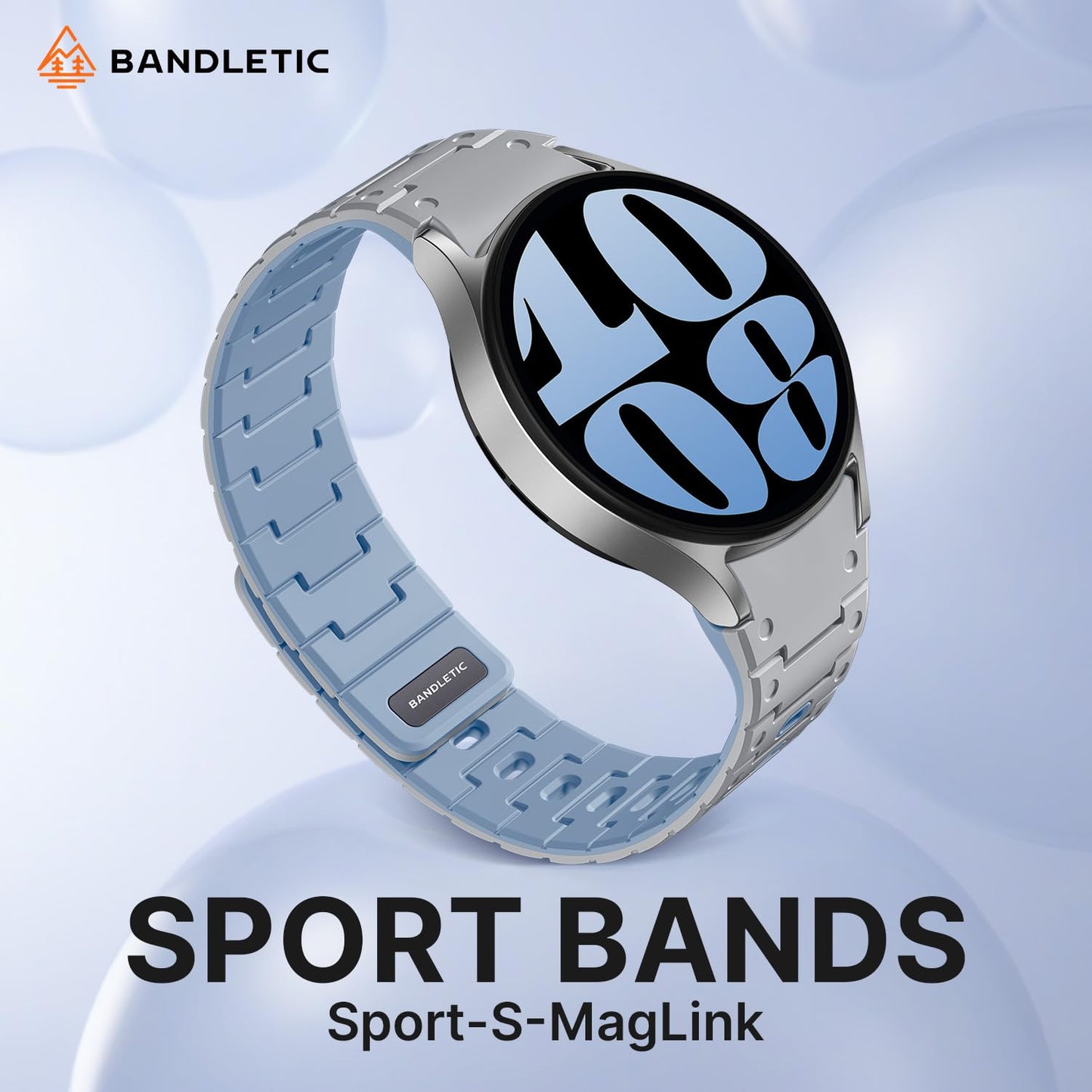 Bandletic Silicone Magnetic Band Compatible with Samsung Galaxy Watch 7 6 5 4 FE 40mm 44mm/Watch 6 4 Classic 43mm 47mm 42mm 46mm/Watch 5 Pro 45mm, 20mm No Gap Soft Sport Strap for Men Women