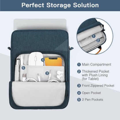 MoKo 15 Inch Laptop Sleeve Bag Fits MacBook Air 15" M2 2023, MacBook Pro 14" M2 2023, Galaxy Tab S9 Utra 14.6" 2023, Handle Carrying Case with Shoulder Strap, Indigo