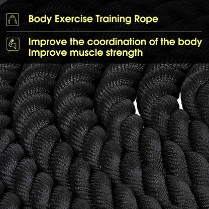 Max4out Battle Ropes 1.5 inch 30 ft - Polyester Workout Rope Heavy for Home Body Workouts Building Muscle, Gray Black