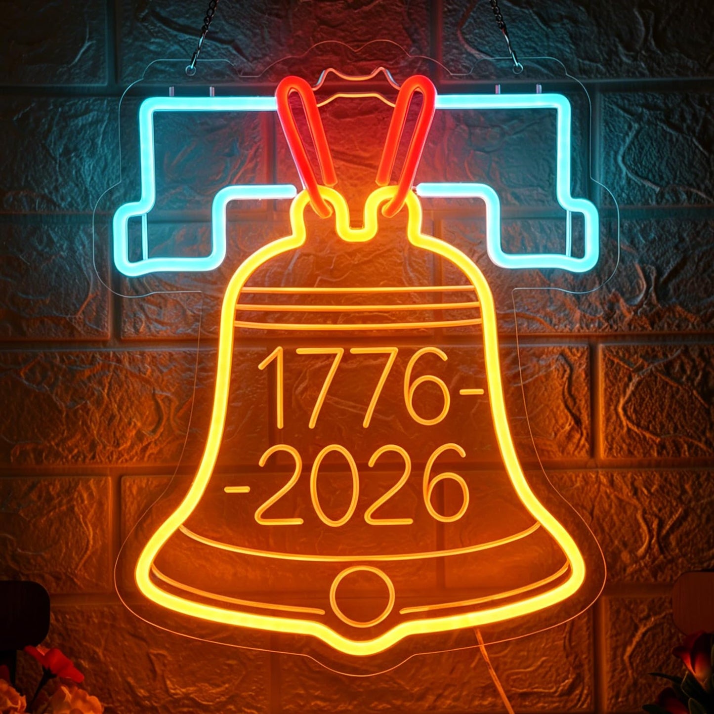 1776-2026 USA 250th Anniversary Liberty Bell Neon Sign - Patriotic LED Wall Decor