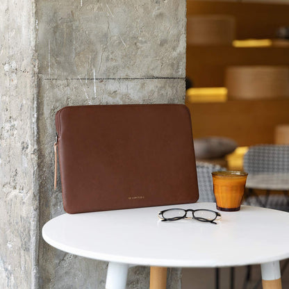 Comfyable Slim Protective Laptop Sleeve 14 Inch Snugly Compatible with MacBook Pro 14-inch M5 M4 M3 M2 M1 Pro/Max 2026-2021, PU Leather Bag Waterproof Cover Notebook Computer Case for Mac, Brown