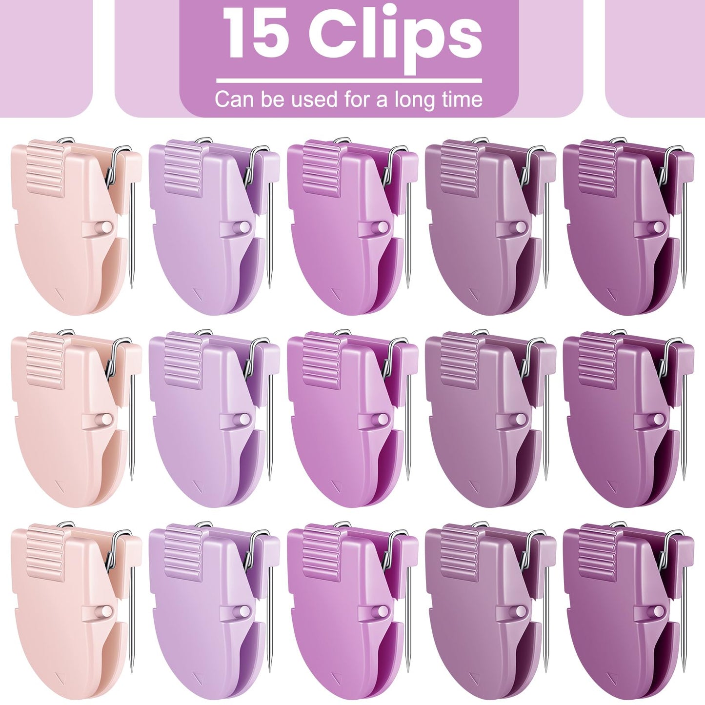 Feifeiya 15 Pcs Cubicle Clips Fabric Panel Cubicle Accessories Fabric Partition Panel Wall Clip Office Photos Wall for Notes Memos Standard Size, 40-Sheet Capacity (Purple)