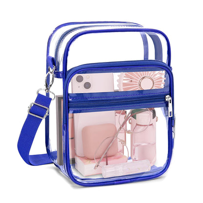 Blvornl Clear Crossbody Bag with Adjustable Shoulder Strap, Stadium Approved PVC Purse Bag, Messenger Bag