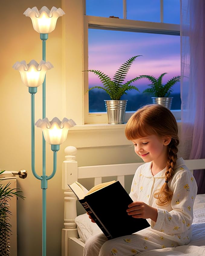 Lightdot 66IN Flower Floor Lamp 3-Lights Vintage Floor Lamps with 3000K Warm White Bulbs for Wedding Party Modern Tall Standing Lamp for Living Room/Bedroom