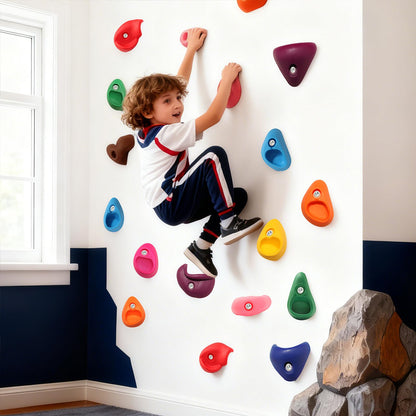 NEATATOU 32 PCS Rock Climbing Holds for Kids,Rock Climbing Wall Grips Climbing Rocks Wall Kit for Indoor and Outdoor Playground Play Set with Hardware （Style A）