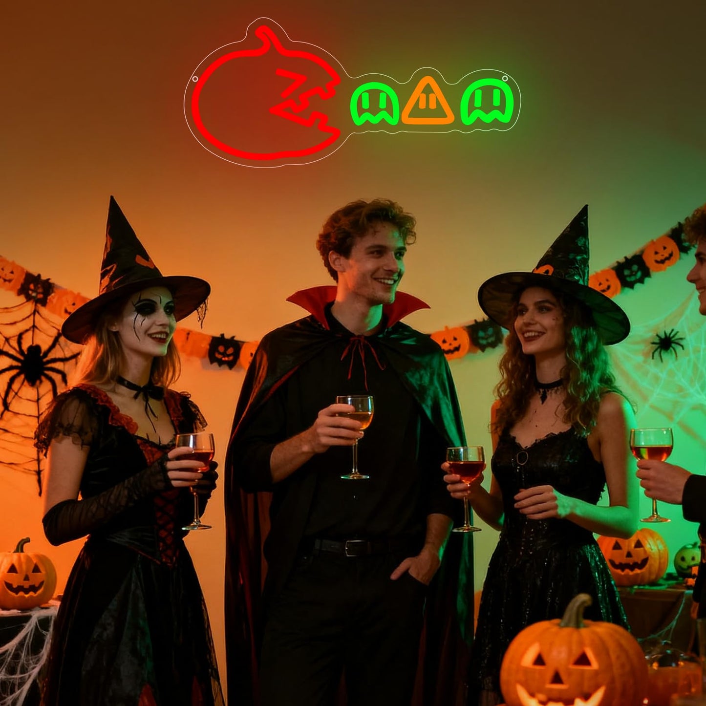 Halloween Gamer Neon Sign, Pumpkin Gaming Led Neon Light Signs for Wall Room Decor LED Lights Lamps for Game Room Doors Party Birthday Christmas Gift for Teenage Boys Dimmable USB Powered(16.5"*7.5")