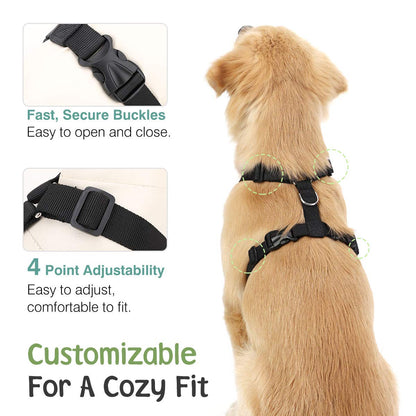 VavoPaw Dog Seat Belt, Safety Vest Dog Car Harness with Adjustable Buckle Dog Seat Belt for Vehicle Nylon Pet Safety Seat Belts Heavy Duty(L, Black)