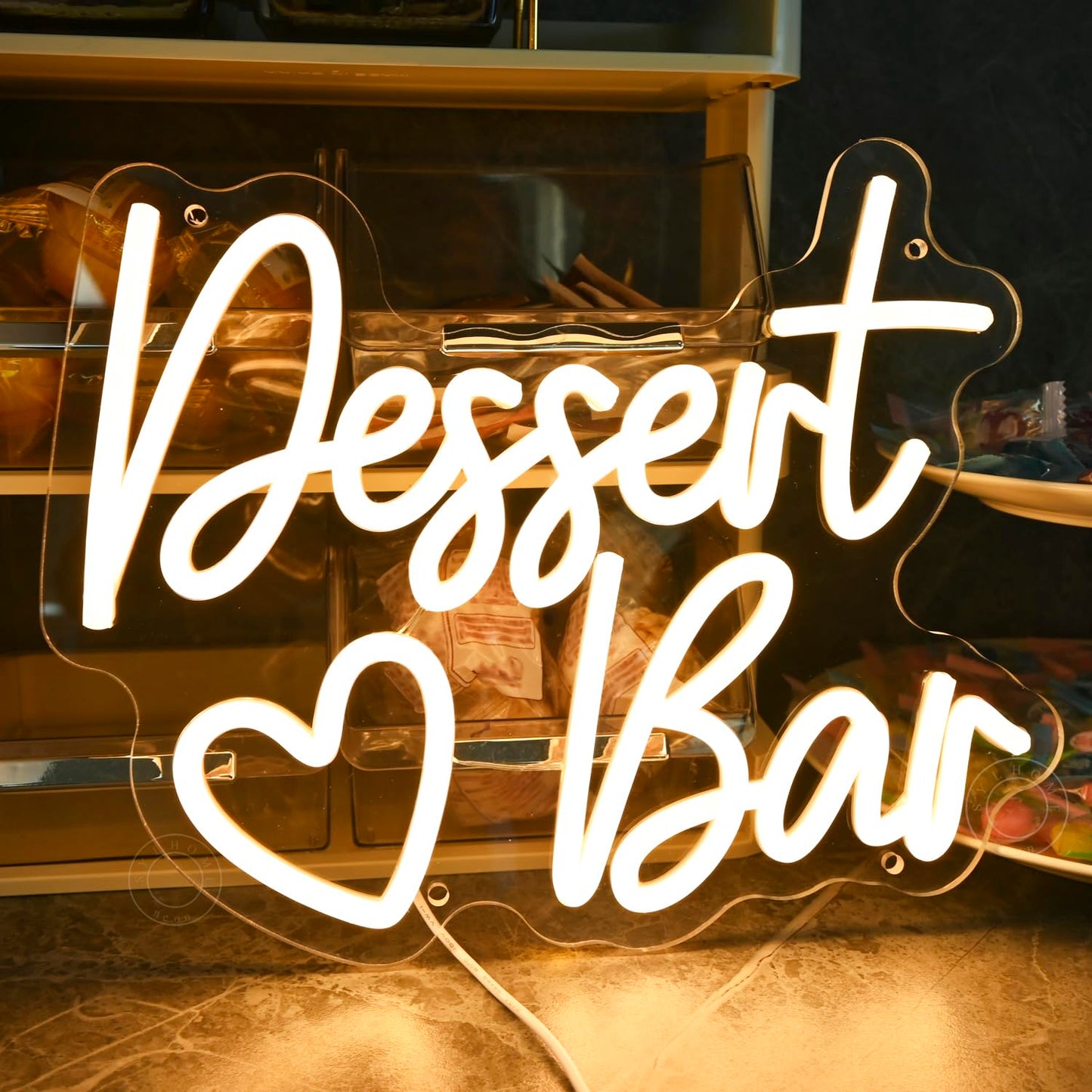 SYLHOME Dessert bar Led Neon Light Sign Home Candy Bar Snack Wall Sign Decor Wedding Birthday Christmas Party Decor Banner Gifts 11.81" X 9.33" USB