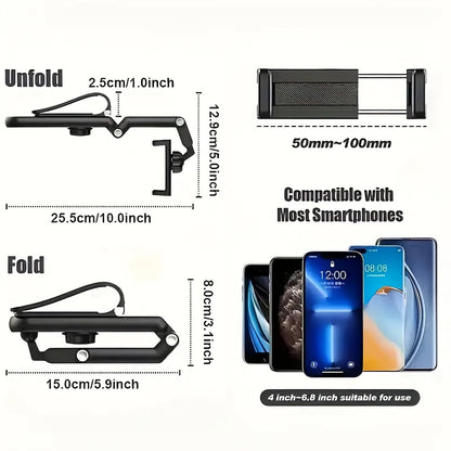 Universal 360 Rotatable Phone Holder for Sun Visor - Compatible with iPhone, Samsung & More Devices - Car Accessory (Black)