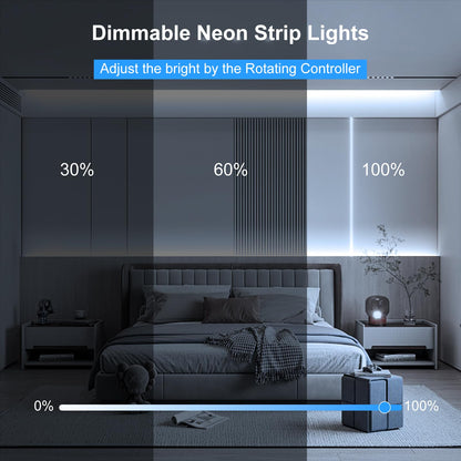 DBFAIRY 33Ft LED Neon Rope Lights, 24V Dimmable LED Strip Lights DIY Flexible Silicone Waterproof Neon Strip Lights for Bedroom Gaming Bedroom Outdoor Decor (Cool White)