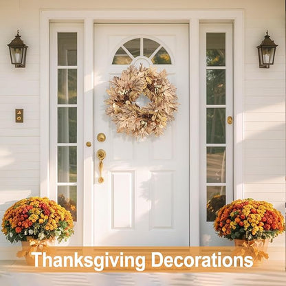 22 Inch Fall Wreaths for Front Door Outside Timer Function Pinecones Berries Autumn Fall Wreaths with 30 Warm Lights Home Porch Door Yard Harvest Mantle Window Decor