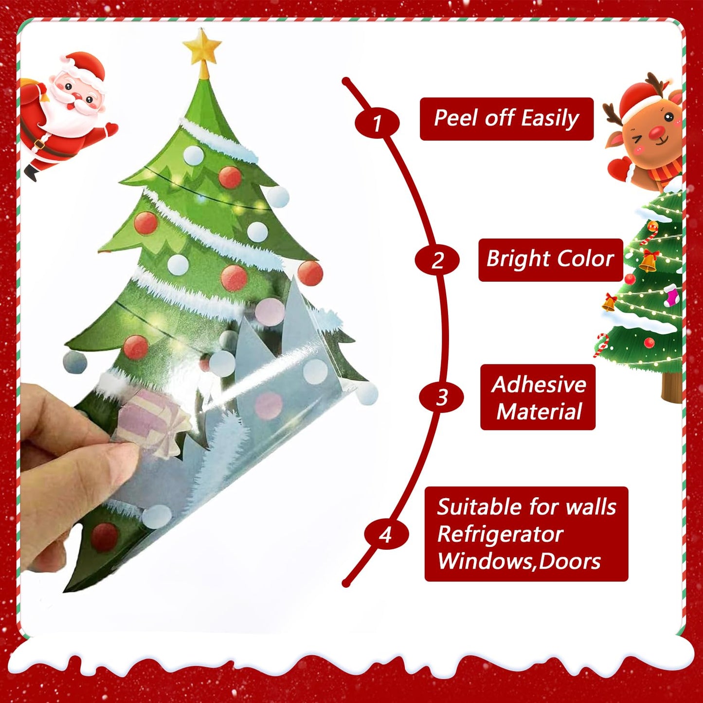 IARTTOP Large Christmas Tree Wall Decals Xmas Bell Winter Holiday Window Clings Bible Verse Wall Stickers Christmas Christian Decor Decal Xmas Decoration for Home Party Living Room Glass