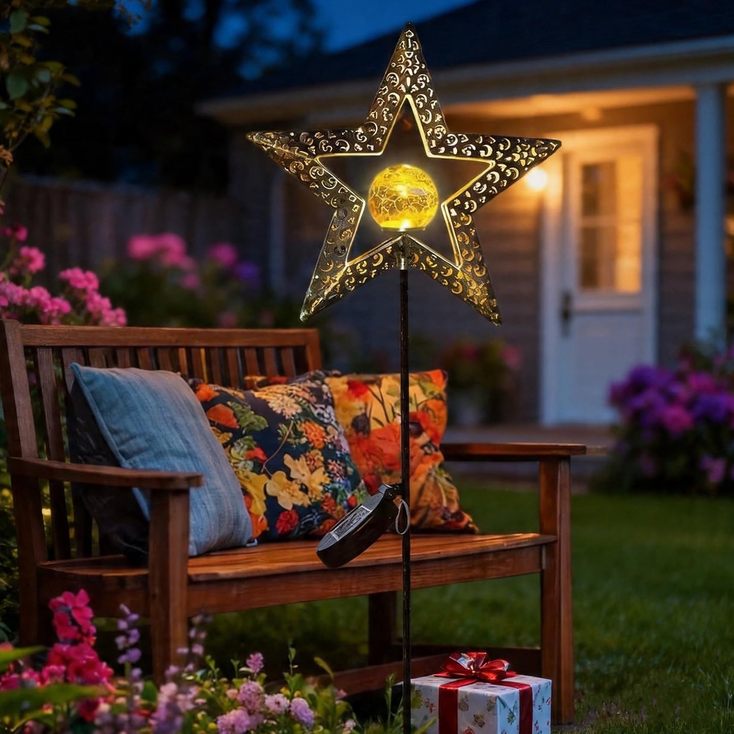 TAKE ME Star Solar Lights Garden Outdoor Decor Waterproof Metal Solar Stakes Lights for Patio Yard Walkway Lawn Patio Mothers Day Garden Gifts Mom Wife Grandma