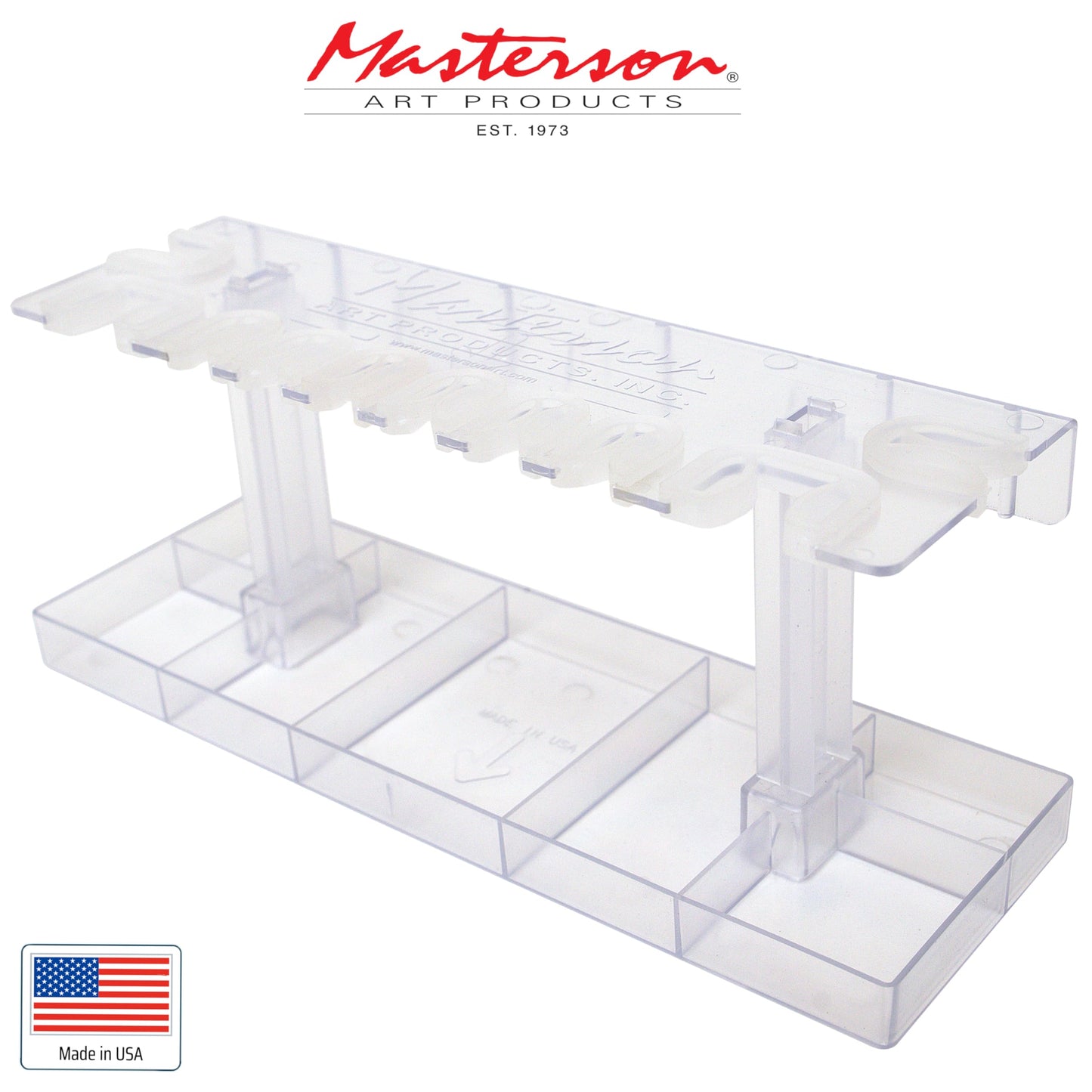 Masterson Sta-New Brush Holder, for Artist Paint Brush Drying, Storage, Organizing and Protection, Holds 10 Art Brushes Bristles Pointing Down, Fine Art, Studio, Classroom, Desktop, Made in USA