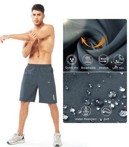 NORTHYARD Men's Athletic Running Shorts Gym Workout 7"/9"/5" Quick Dry Lightweight Sports Basketball Tennis 3 Zipper Pockets COOLGREY-9inch L