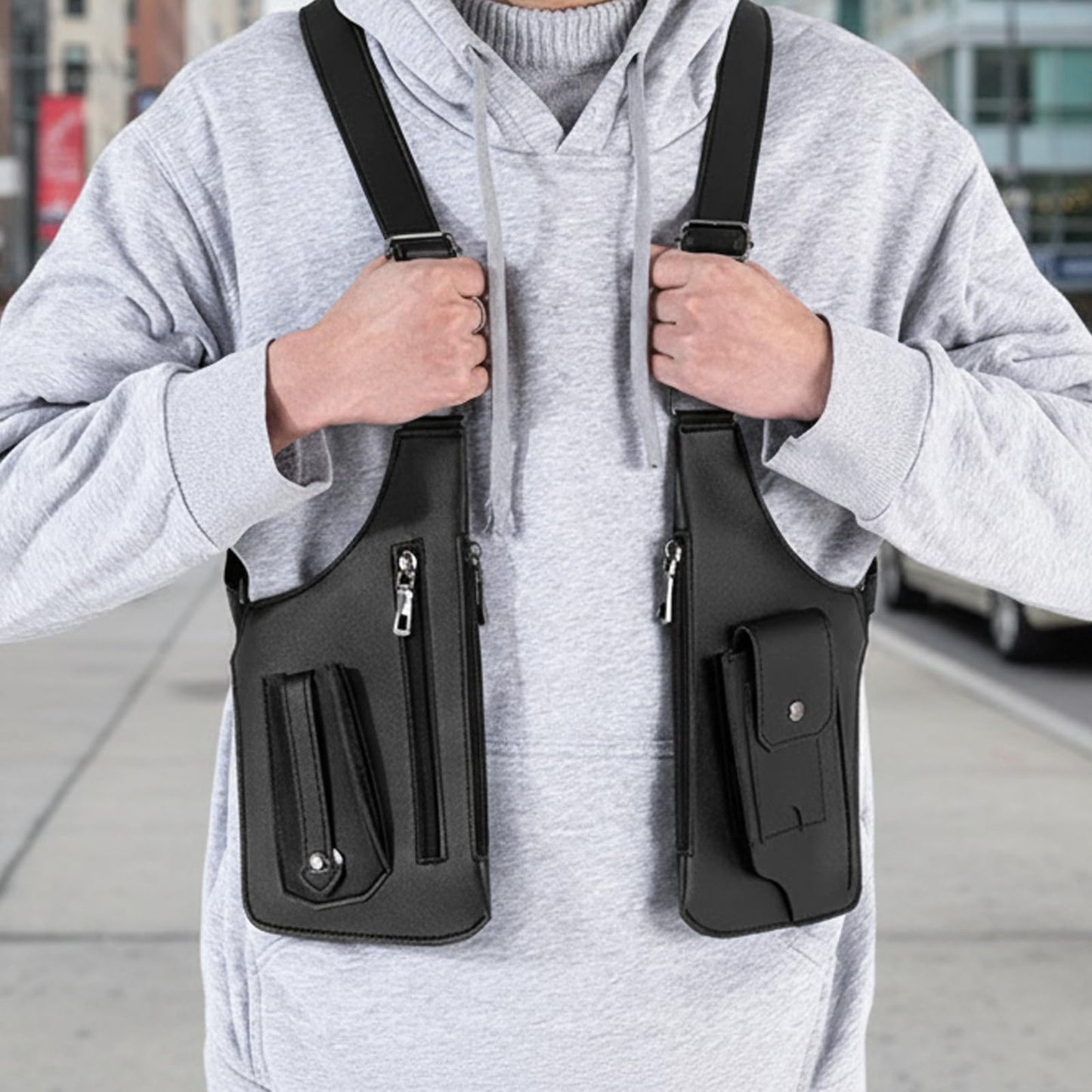 Underarm Shoulder Bag for Men Wome Leather Shoulder Bag,Adjustable Anti Pickpockets Travel Wallets Armor Hidden Underarm Strap Wallet