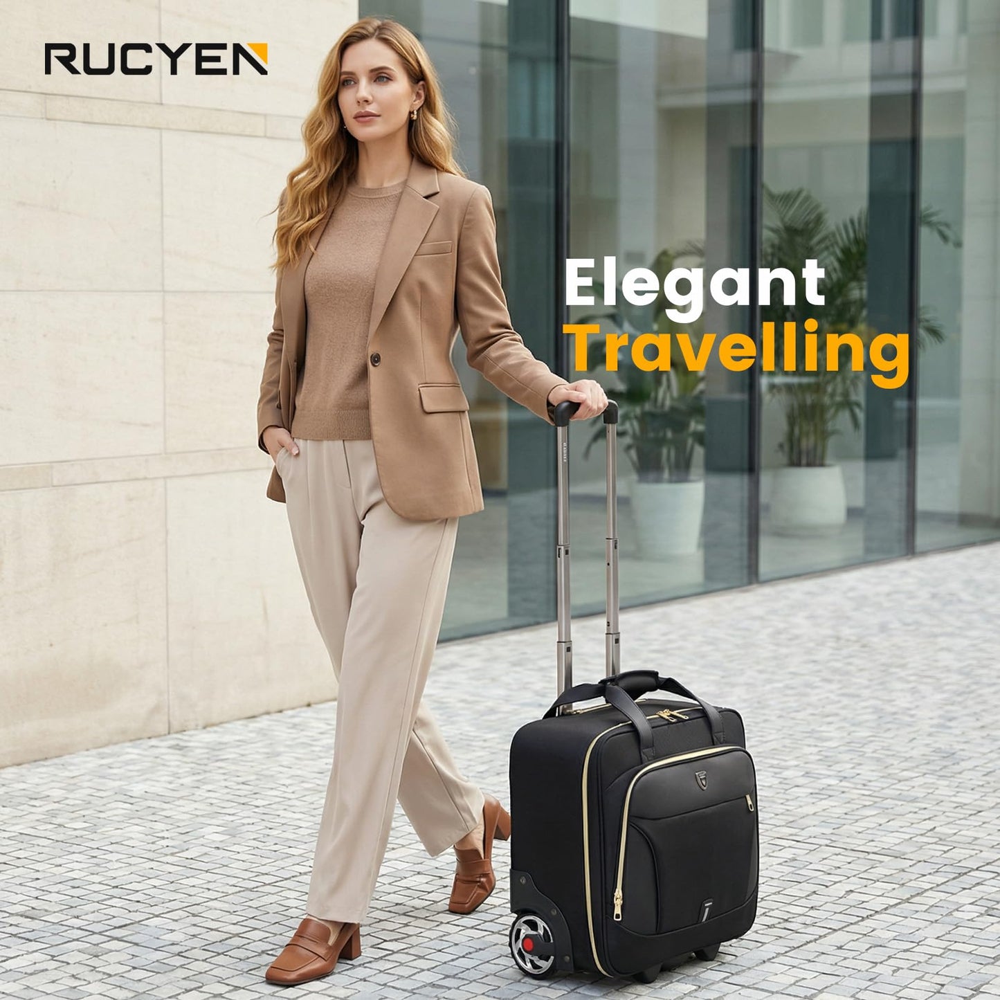 RUCYEN Rolling Laptop Bag, 15.6 inch Rolling Briefcase for Men & Women,Laptop Briefcase on Wheels, Overnight Bags Carry On Bag, for Business Travel