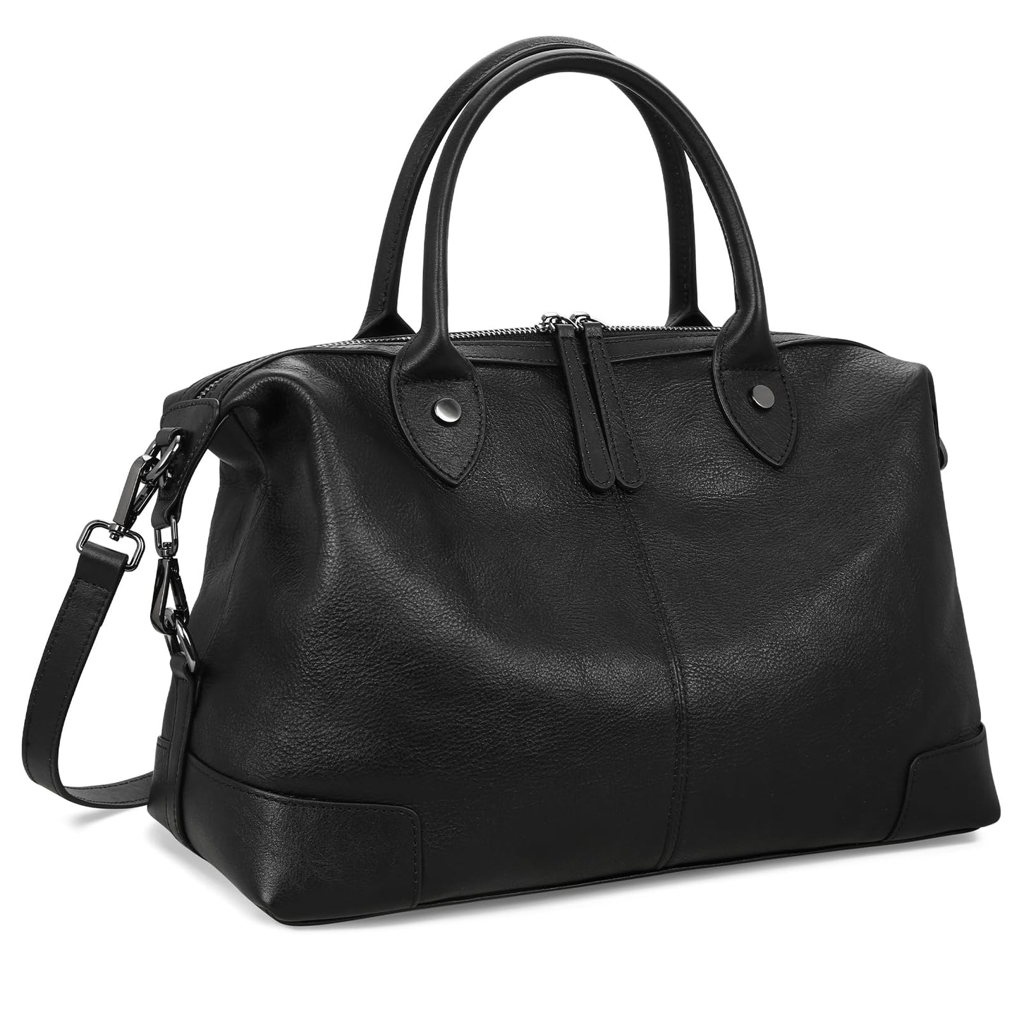 HESHE Genuine Leather Satchel Tote Bags for Women Large Capacity Top Handle Handbag Designer Shoulder Bags Vintage Cross Body Doctor Bag (Black)