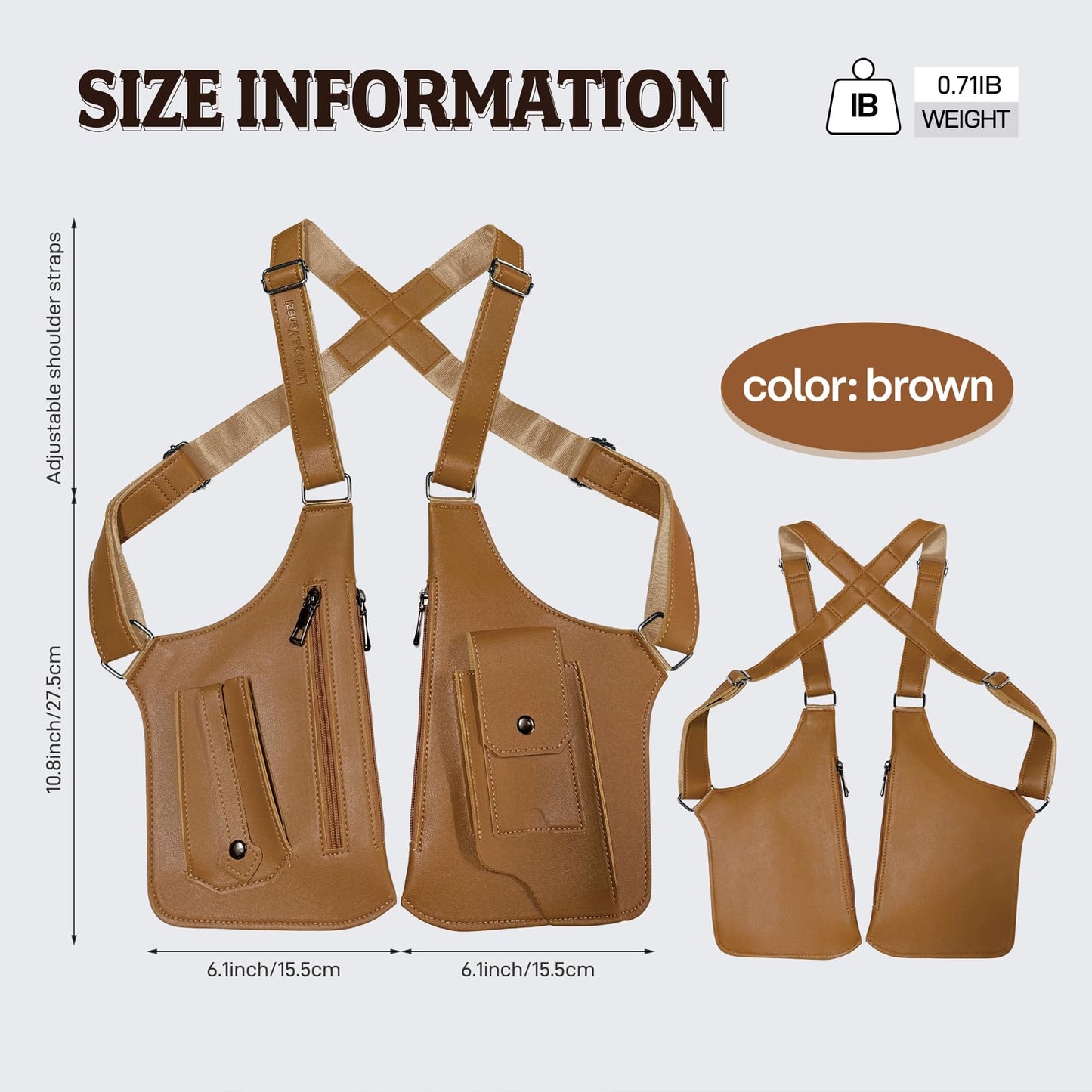 Double Shoulder Armpit Bag,Underarm Shoulder Bag for Men, Anti-Theft Underarm Wallet Pocket Holster Phone Leisure Double Shoulder Pouch,Multi-Purpose Armpit Tactical Bag,Travel Outdoors Easter (Brown)