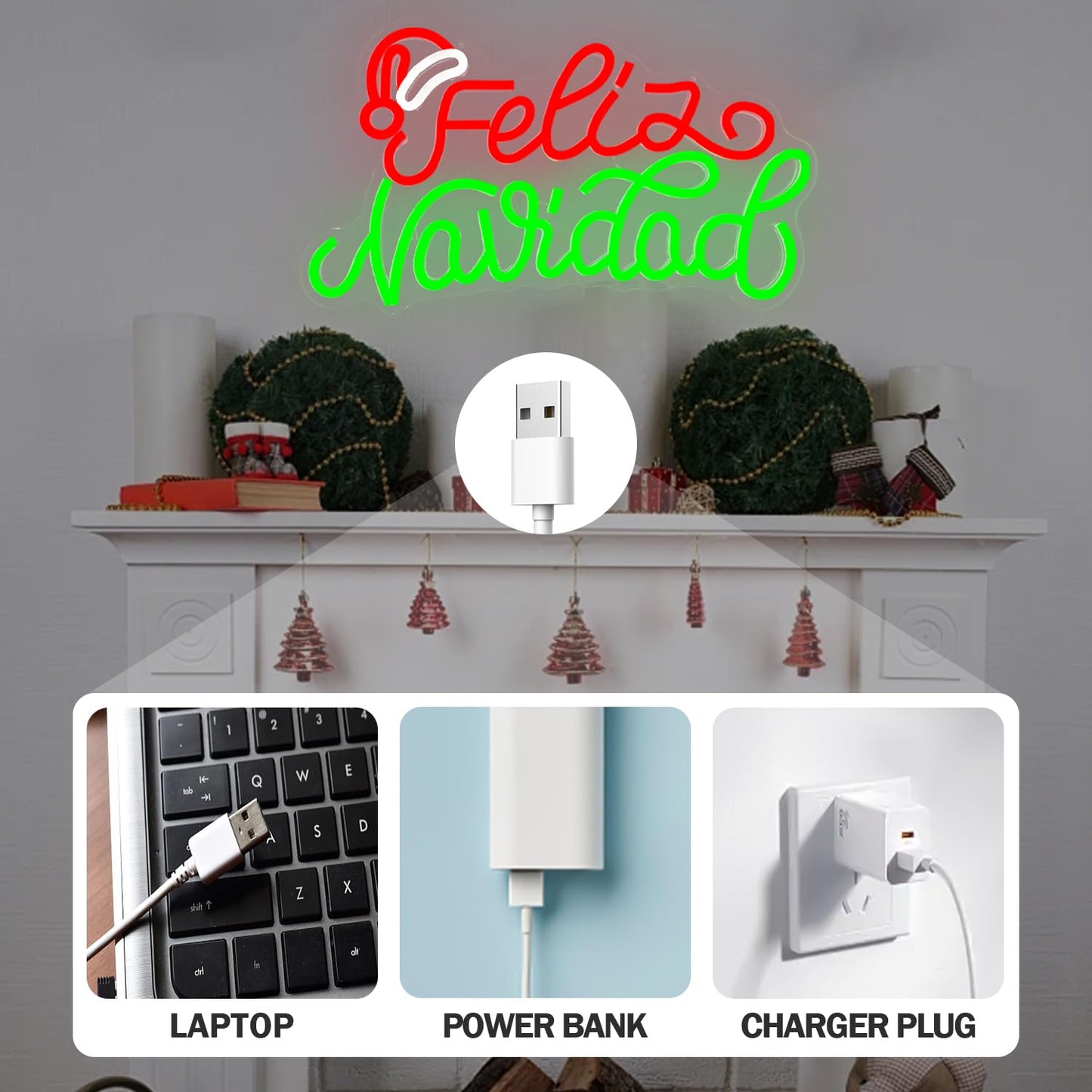 Merry Christmas Neon Sign Dimmable Feliz Navidad Neon Sign for Wall Decor LED Neon Mexican Christmas Decorations for Window, Bedroom, Living Room, Feliz Navidad Backdrop Neon Light for Party Gift