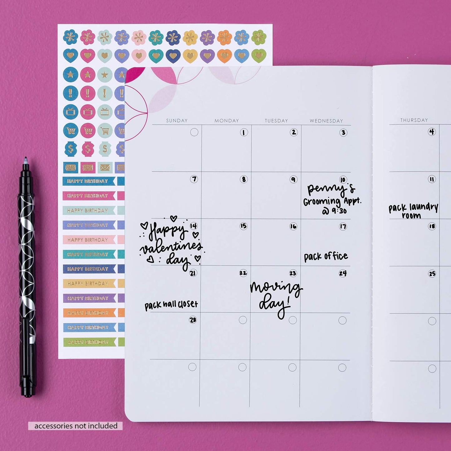 Erin Condren Undated 12 Months Customizable Agenda Petite Planner - Perfect for Tracking Monthly To-Dos or Monthly Project Goals. 140 Stickers Included