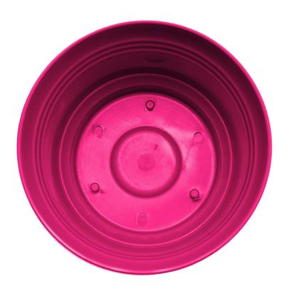 Bloem Saturn 5" Round Plastic Planter - Indoor/Outdoor, Snap-in Saucer & Drainage Holes, Fuchsia, 4-Pack