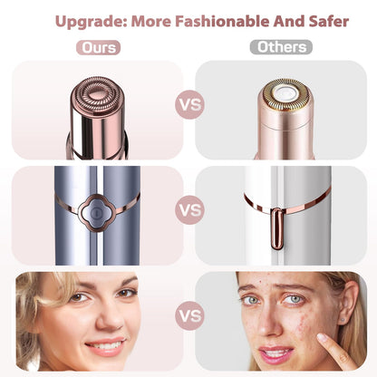 Facial Hair Removal for Women, Electric Painless Rechargeable Facial Hair Remover for Face, Lip, Chin with 2 x Replacement Heads