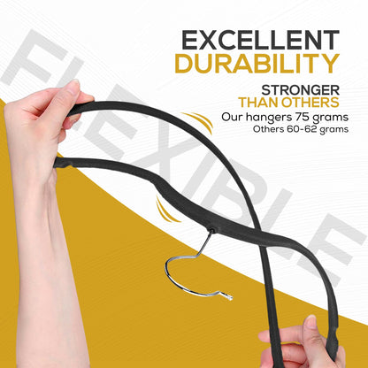 TECHZOO 50 Pack New Premium Quality Velvet Hangers Ultra Thin Non Slip Adult Felt Space Saving Hangers for Closet Heavy Duty Coat Pants Jackets Dress Hangers 360° Swivel Hook Hold Upto 10 lbs Black
