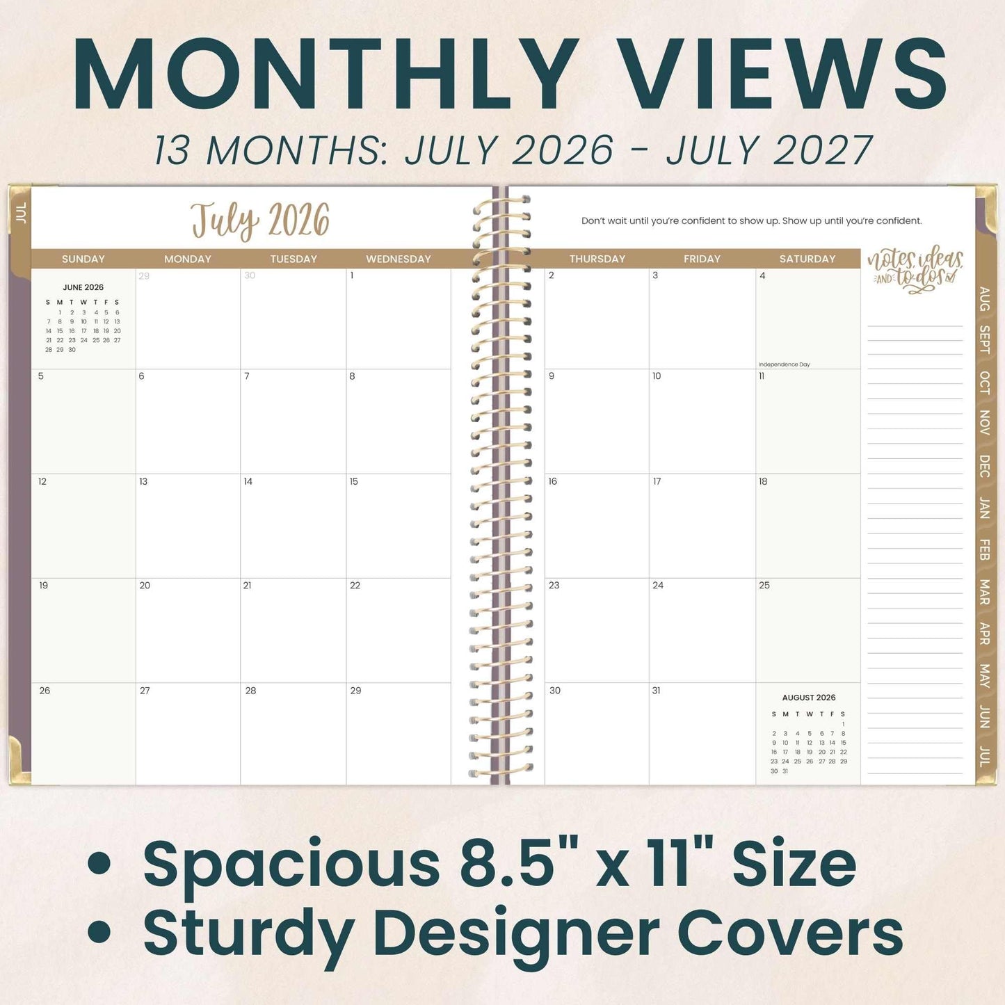 bloom daily planners HARDCOVER Planner 2026-2027 (8.5" x 11") Academic Year (July 2026 - July 2027) - 13 Months Task Goal Planner for Women - Monthly & Weekly Agenda Book - Purple Linen