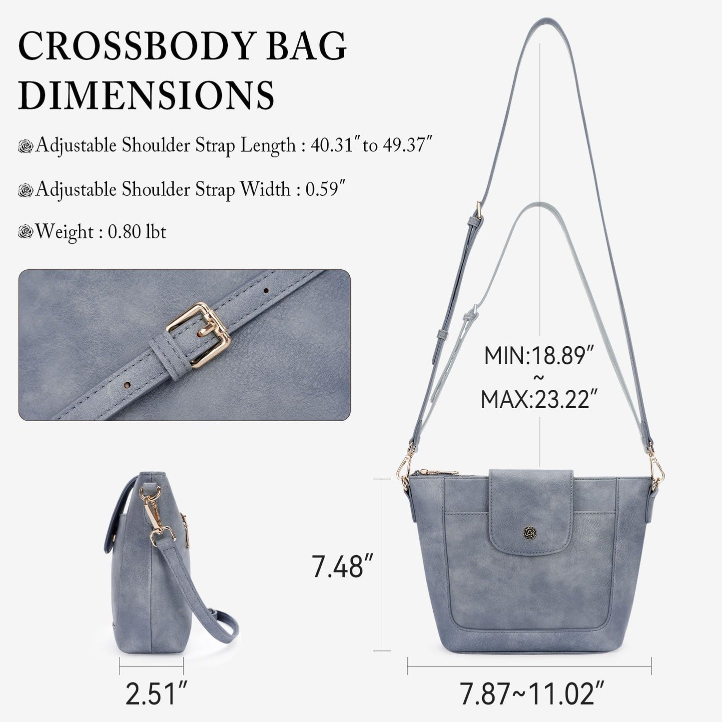 VIMUTI Small Crossbody Bags for Women Vegan Leather Crossbody Purse with Adjustable Strap Lightweight Shoulder Bag for Daily Use (Blue)