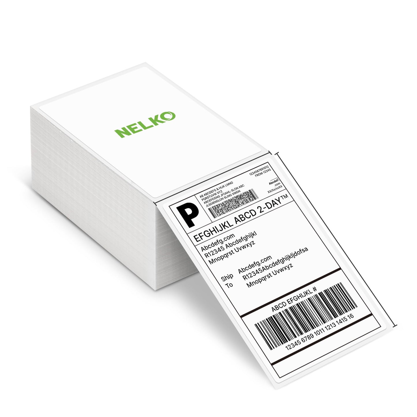 Nelko Genuine 4x6 Direct Thermal Shipping Label (Pack of 500 Fan-Fold Labels), 4x6 Thermal Labels for Nelko PL70E Shipping Label Printer, Perforated and Strong Adhesive, Commercial Grade