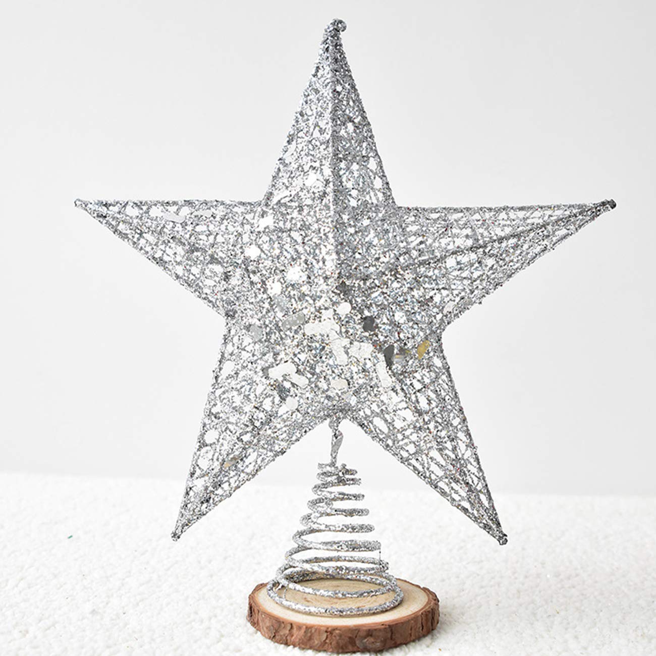 Acronde 10” Christmas Tree Topper Star Christmas Tree Decoration Indoor Party Home Decoration (Silver)