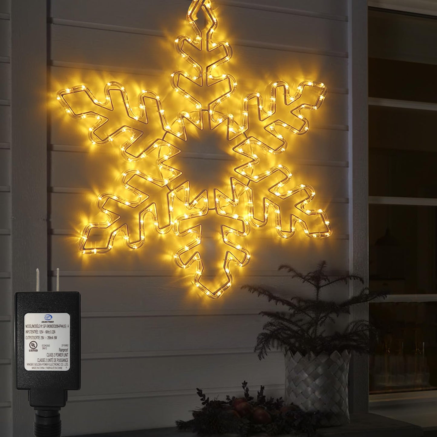27" Christmas Big Snowflake Lights Mains Powered with Timer for Xmas Decor