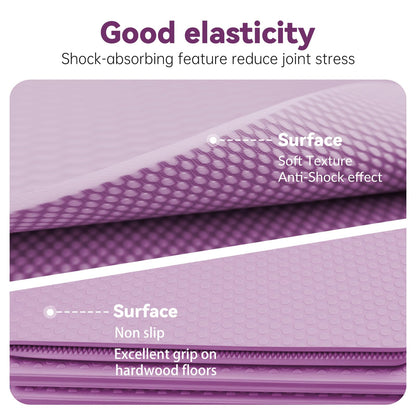 Foldable Yoga Mat Thick Non-Slip Exercise Mat - Packable Travel Fitness Mat with Carrying Bag for Yoga, Pilates, Workout, Home & Gym (purple)