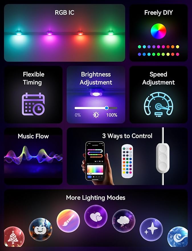 200FT Permanent Outdoor Lights for House -Eaves Lights with 100 IC+RGBCW LED IP67 Waterproof, Smart Outside LED Christmas Light with App/Remote, Eternity Lighting for Holiday/Daily