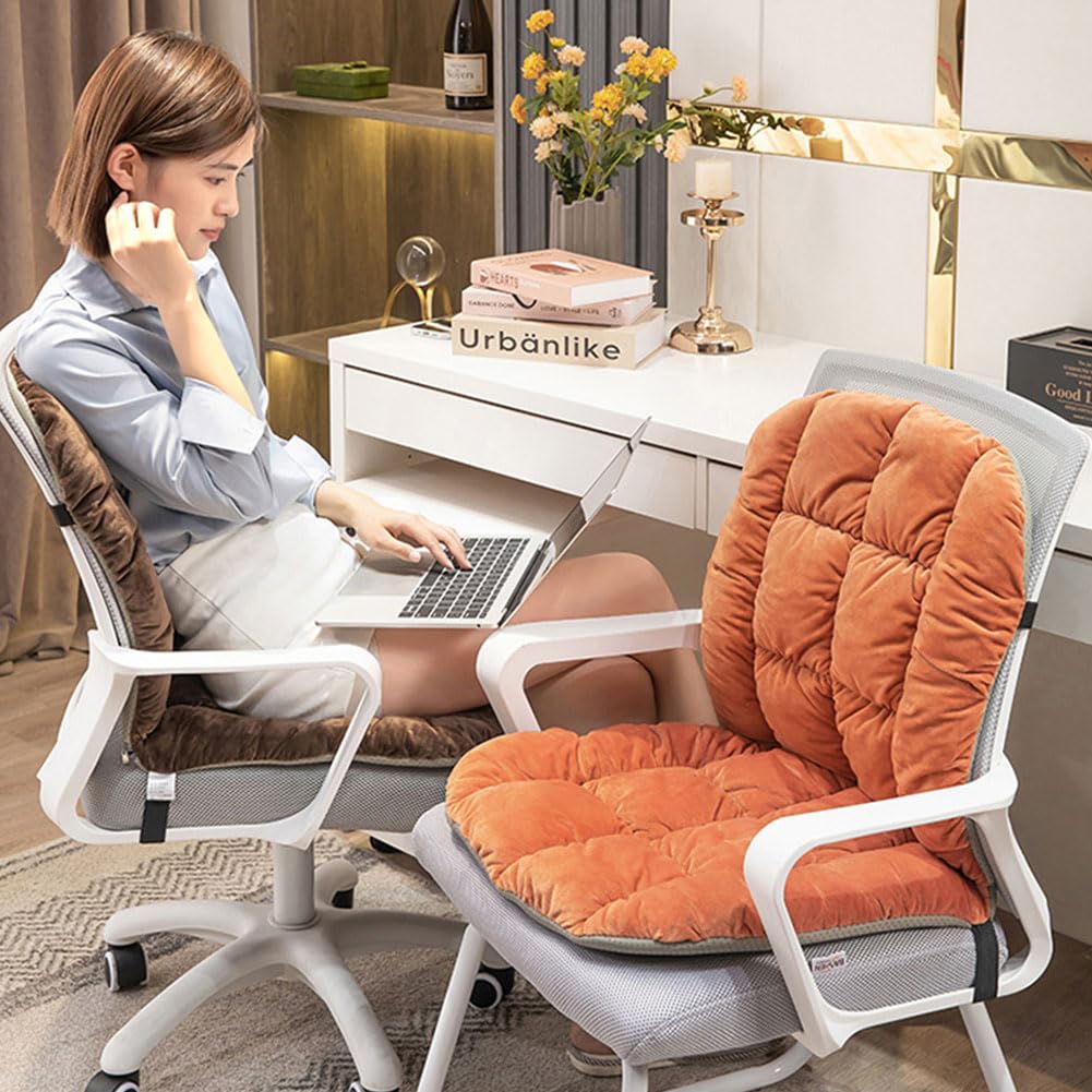 GKWW Desk Chair Cushion Non-Slip Rocking Seat Cushion Office Chair Pad Dorm Seat Cushion with High Back Support Soft Seat Pad with Ties for Office Car Home Dining Room Kitchen