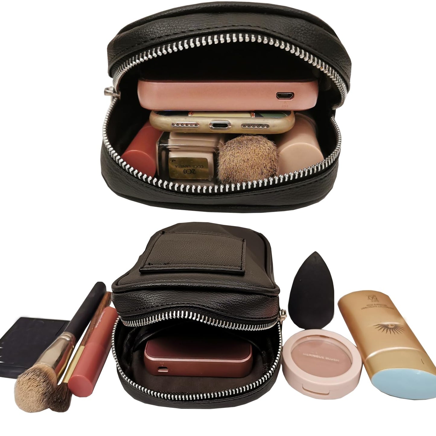 Larswon Leg Bag Leg Harness Bag PU Leather Thigh Bag Hip Bag Fanny Pack Thigh Harness Women, Black, Small, Waist Pack